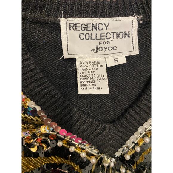NWT Vintage Regency Collection Black Sequin Beaded Sweater (SM) 80s Glam Holiday - Picture 5 of 9